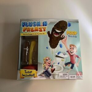 New Mattel Games Flushing Frenzy Kids Family Game Poop Plunger Toilet
